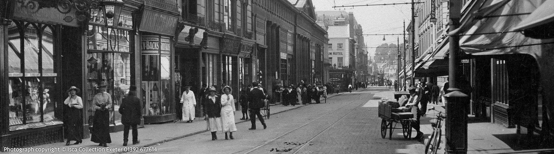 Queen Street, Exeter around 1910. Photograph copyright © Isca Collection. Telephone Exeter 01392 677614