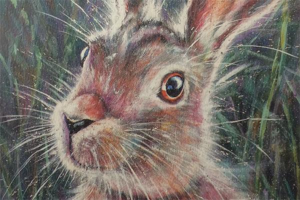 Illustration of a hare paying attention with its ears open
